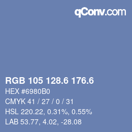 カラーコード: RGB 105 128.6 176.6 | qconv.com