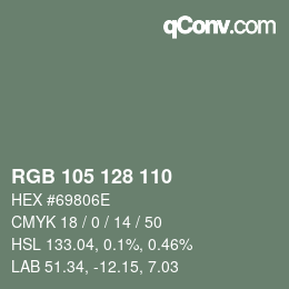 Color code: RGB 105 128 110 | qconv.com