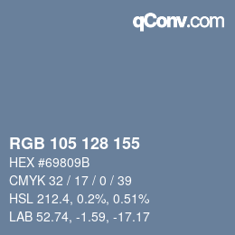 Código de color: RGB 105 128 155 | qconv.com