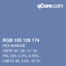 カラーコード: RGB 105 128 174 | qconv.com
