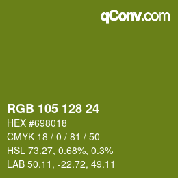 カラーコード: RGB 105 128 24 | qconv.com