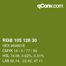 颜色代码: RGB 105 128 30 | qconv.com