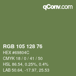 Color code: RGB 105 128 76 | qconv.com