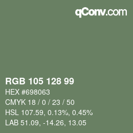 Color code: RGB 105 128 99 | qconv.com