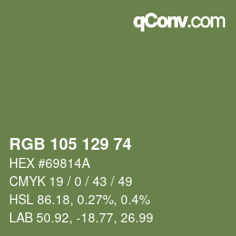 Color code: RGB 105 129 74 | qconv.com