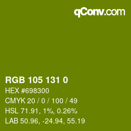 Color code: RGB 105 131 0 | qconv.com