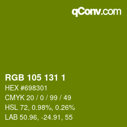Color code: RGB 105 131 1 | qconv.com