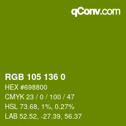 Color code: RGB 105 136 0 | qconv.com