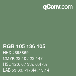 Color code: RGB 105 136 105 | qconv.com