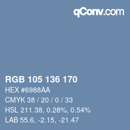 Código de color: RGB 105 136 170 | qconv.com