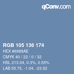 カラーコード: RGB 105 136 174 | qconv.com