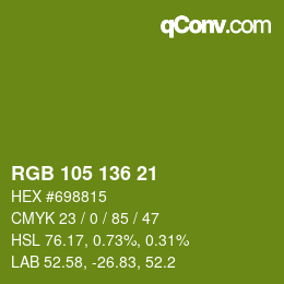 Color code: RGB 105 136 21 | qconv.com