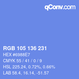 Color code: RGB 105 136 231 | qconv.com