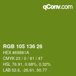 Color code: RGB 105 136 26 | qconv.com