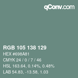 カラーコード: RGB 105 138 129 | qconv.com