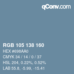 Farbcode: RGB 105 138 160 | qconv.com