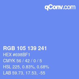 Color code: RGB 105 139 241 | qconv.com