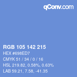 カラーコード: RGB 105 142 215 | qconv.com