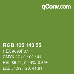 Color code: RGB 105 143 55 | qconv.com