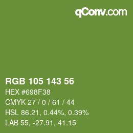 Color code: RGB 105 143 56 | qconv.com