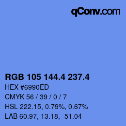 カラーコード: RGB 105 144.4 237.4 | qconv.com
