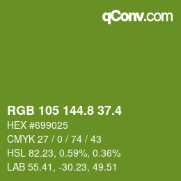 カラーコード: RGB 105 144.8 37.4 | qconv.com