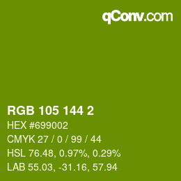 Color code: RGB 105 144 2 | qconv.com