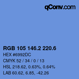 カラーコード: RGB 105 146.2 220.6 | qconv.com
