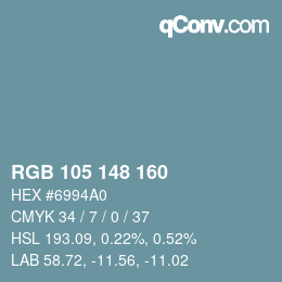 Código de color: RGB 105 148 160 | qconv.com
