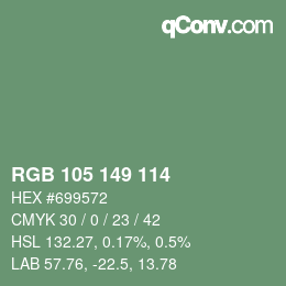 Color code: RGB 105 149 114 | qconv.com