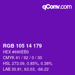 Color code: RGB 105 14 179 | qconv.com