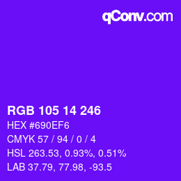 Color code: RGB 105 14 246 | qconv.com
