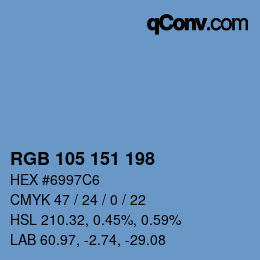 カラーコード: RGB 105 151 198 | qconv.com