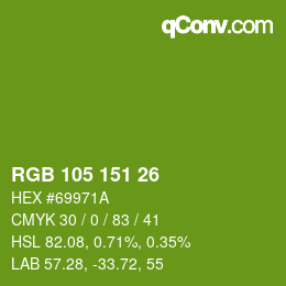 カラーコード: RGB 105 151 26 | qconv.com