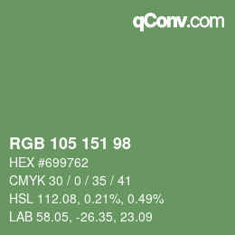 Color code: RGB 105 151 98 | qconv.com