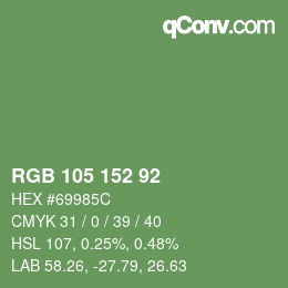 Color code: RGB 105 152 92 | qconv.com