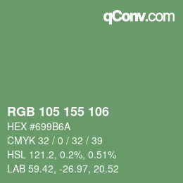 颜色代码: RGB 105 155 106 | qconv.com
