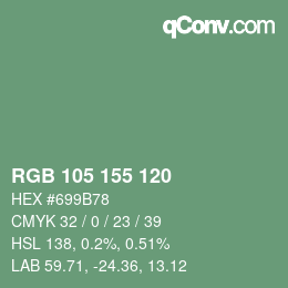 颜色代码: RGB 105 155 120 | qconv.com