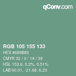 Código de color: RGB 105 155 133 | qconv.com