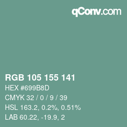 Farbcode: RGB 105 155 141 | qconv.com