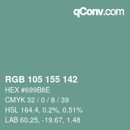 Farbcode: RGB 105 155 142 | qconv.com