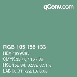 Código de color: RGB 105 156 133 | qconv.com