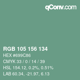 Farbcode: RGB 105 156 134 | qconv.com