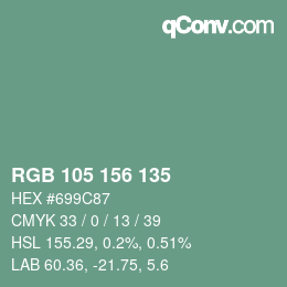 Farbcode: RGB 105 156 135 | qconv.com