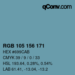 颜色代码: RGB 105 156 171 | qconv.com