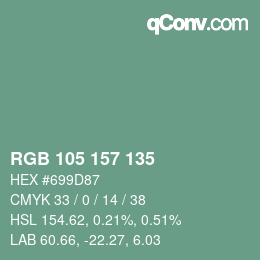 Color code: RGB 105 157 135 | qconv.com