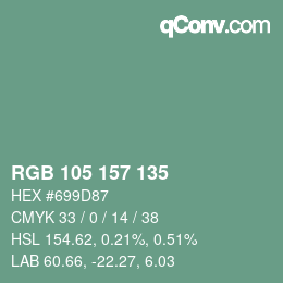 Color code: RGB 105 157 135 | qconv.com