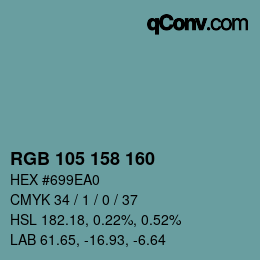 颜色代码: RGB 105 158 160 | qconv.com