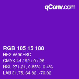 Color code: RGB 105 15 188 | qconv.com