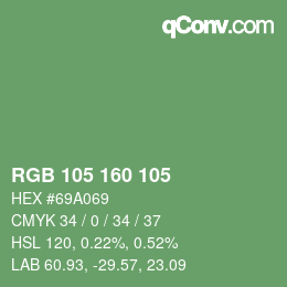Color code: RGB 105 160 105 | qconv.com